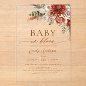 Wildflower Baby in Bloom Autumn Baby shower Acryl Uitnodigingen (Voorkant)