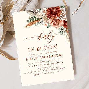 Wildflower Baby in Bloom Autumn Baby shower Kaart