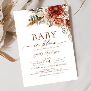 Wildflower Baby in Bloom Autumn Baby shower Kaart