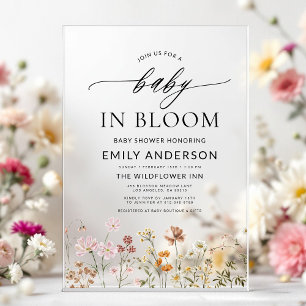 Wildflower Baby in Bloom Baby Shower Acryl Uitnodigingen