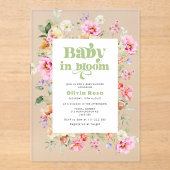 Wildflower Baby in Bloom Baby shower Acryl Uitnodigingen (Voorkant)