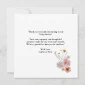 Wildflower baby in bloom baby shower bedankkaart (Achterkant)