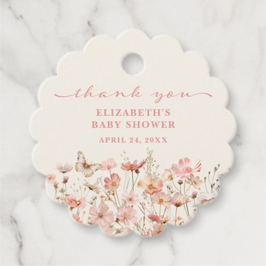 Wildflower Baby in Bloom Baby shower Bedankt Bedankjes Labels (Voorkant)