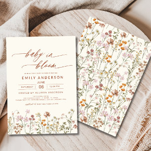 Wildflower Baby in Bloom Baby shower Beige Kaart