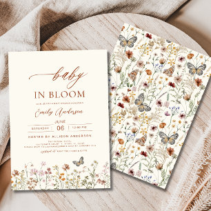 Wildflower Baby in Bloom Baby shower Beige Kaart