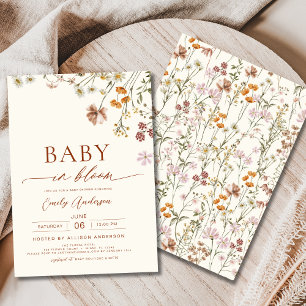 Wildflower Baby in Bloom Baby shower Beige Kaart