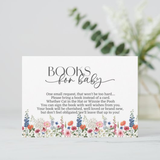 Wildflower Baby in Bloom Baby shower Boek Invoegen Informatiekaartje (Staand voorkant)