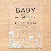 Wildflower Baby in Bloom Baby shower Boho Garden Acryl Uitnodigingen (Voorkant)