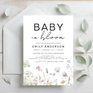 Wildflower Baby in Bloom Baby shower Boho Garden Kaart
