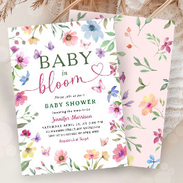Wildflower Baby in Bloom Baby shower Boho Meisje Kaart