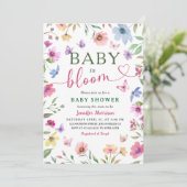 Wildflower Baby in Bloom Baby shower Boho Meisje Kaart (Staand voorkant)