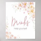 Wildflower Baby in Bloom Baby shower Drinken Poster (Voorkant)