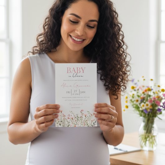 Wildflower Baby in Bloom Baby Shower Invitation Kaart
