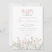 Wildflower Baby in Bloom Baby Shower Invitation Kaart (Voorkant)