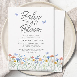 Wildflower Baby in Bloom Baby Shower Kaart
