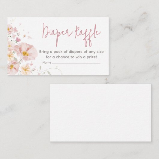 Wildflower Baby in Bloom Baby shower Luier Raffle Informatiekaartje (Voorkant / Achterkant)