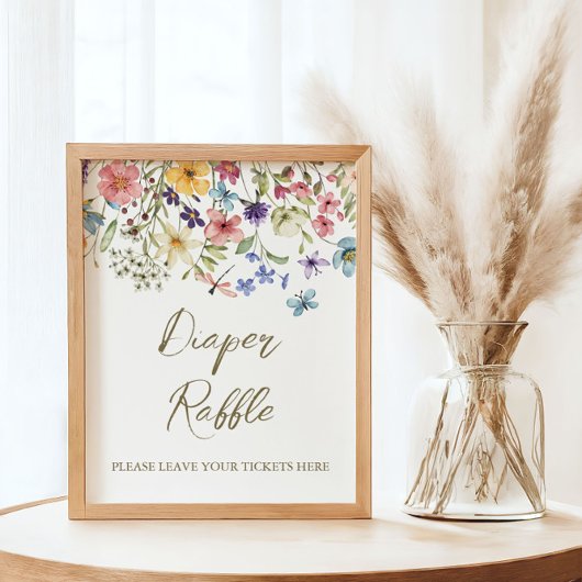 Wildflower Baby in Bloom Baby shower Luier Raffle Poster