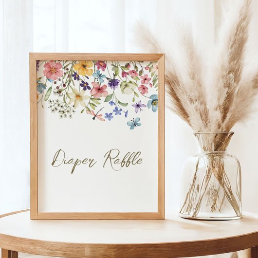 Wildflower Baby in Bloom Baby shower Luier Raffle Poster
