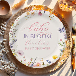 Wildflower Baby in Bloom Baby shower Papier Borden Papieren Bordje