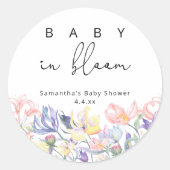 Wildflower - Baby in bloom baby shower Ronde Sticker (Voorkant)