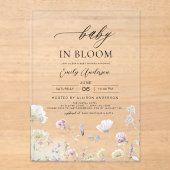 Wildflower Baby in Bloom Baby shower Tuin Acryl Uitnodigingen (Voorkant)