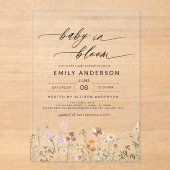 Wildflower Baby in Bloom Baby shower Tuin Acryl Uitnodigingen (Voorkant)
