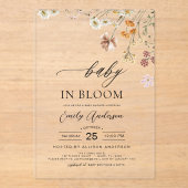 Wildflower Baby in Bloom Baby shower Tuin Acryl Uitnodigingen (Voorkant)