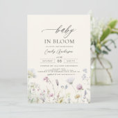 Wildflower Baby in Bloom Baby shower Tuin Kaart (Staand voorkant)