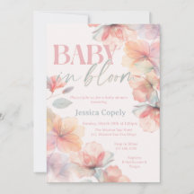 Wildflower, Baby in Bloom, Baby shower Uitnodiging