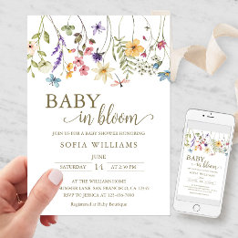 Wildflower Baby in Bloom Baby shower Uitnodiging