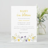 Wildflower Baby in bloom baby shower Uitnodiging (Staand voorkant)