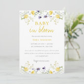 Wildflower Baby in bloom baby shower Uitnodiging (Staand voorkant)