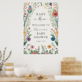 Wildflower Baby in Bloom Baby shower Welkom Poster (Keuken)