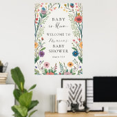 Wildflower Baby in Bloom Baby shower Welkom Poster (Thuiskantoor)