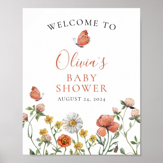Wildflower Baby in Bloom baby shower Welkom Poster (Voorkant)