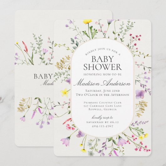 Wildflower Baby in Bloom Bloemen Bloemen Baby show Kaart (Voorkant / Achterkant)