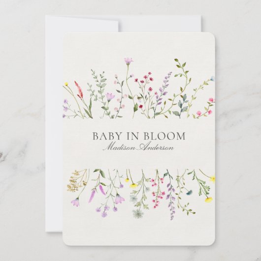 Wildflower Baby in Bloom Bloemen Bloemen Baby show Kaart (Achterkant)