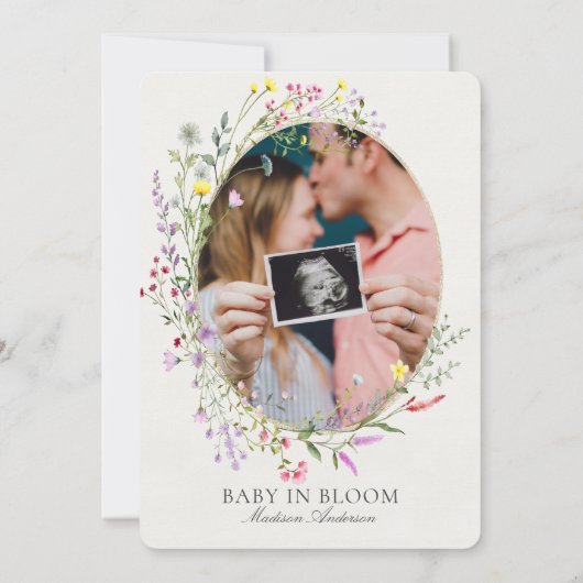 Wildflower Baby in Bloom Bloemen Bloemen Baby show Kaart (Achterkant)