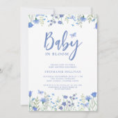Wildflower Baby in Bloom Blue Baby shower Kaart (Voorkant)