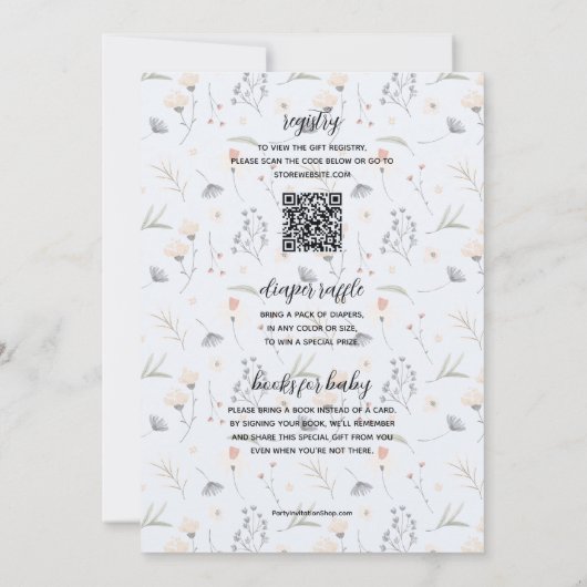 Wildflower Baby in Bloom Boy All in One Shower Kaart (Achterkant)