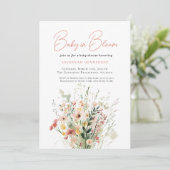 Wildflower Baby in Bloom Douche Uitnodiging (Staand voorkant)