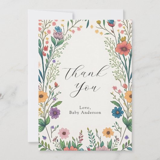 Wildflower Baby in Bloom Flat Dank u Bedankkaart (Voorkant)