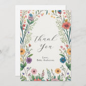 Wildflower Baby in Bloom Flat Dank u Bedankkaart (Voorkant / Achterkant)
