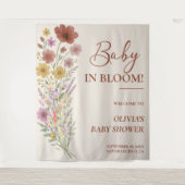 Wildflower Baby in Bloom Floral Boho Baby shower Wandkleed (Voorkant)