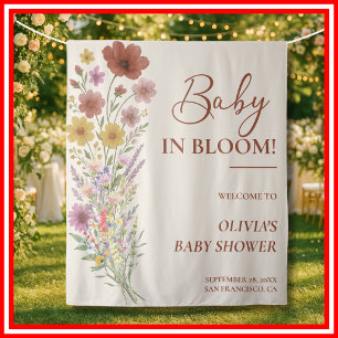 Wildflower Baby in Bloom Floral Boho Baby shower Wandkleed