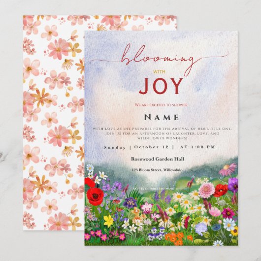 Wildflower Baby in Bloom Geslachtsneutraal Kaart (Voorkant / Achterkant)