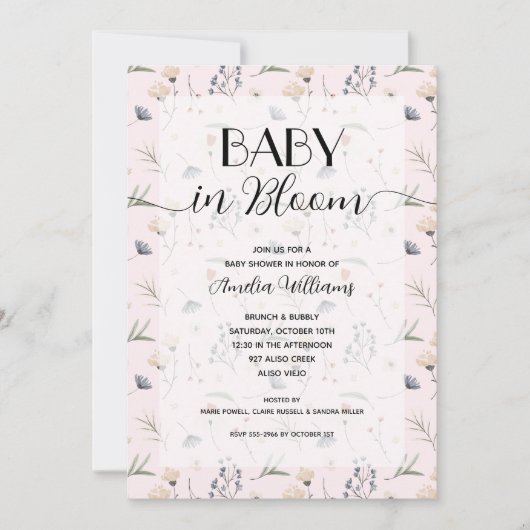 Wildflower Baby in Bloom Girl All in One Shower Kaart (Voorkant)