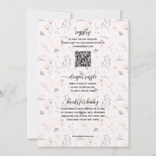 Wildflower Baby in Bloom Girl All in One Shower Kaart (Achterkant)