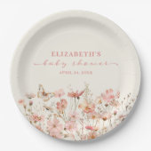 Wildflower Baby in Bloom Girl Baby shower Papieren Bordje (Voorkant)