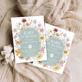 Wildflower Baby in Bloom Girl Shower Kaart